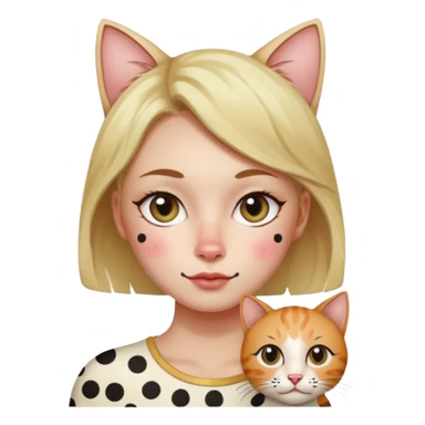 polka dots human body and cat face sticker