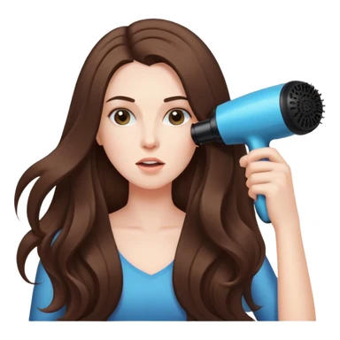 Long hair brunette blow drying hair sticker