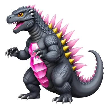 godzilla with pink crystal dorsal plates yellow eyes and grey skin sticker