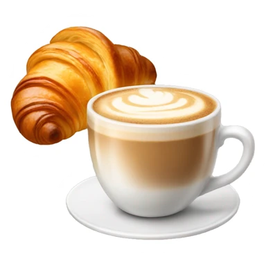 Cup of cappuccino with croissant sticker