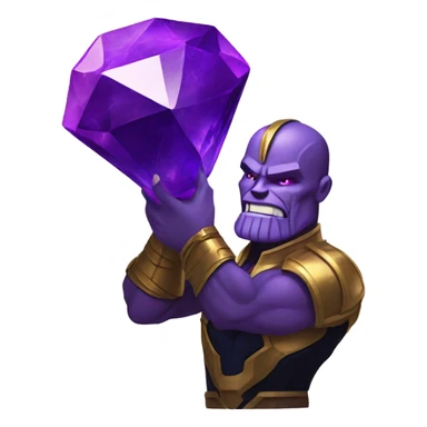 Thanos holding purple crystal, iOS emoi style art  sticker