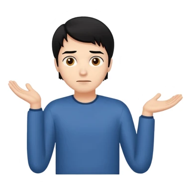 a guy shrugging his shoulders with a black hair sticker