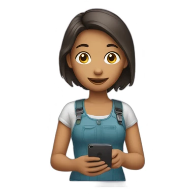 A girl with mobile sticker