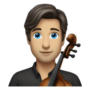 Cellist with straight long dark brown hair and blue eyes sticker