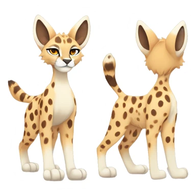 Anthro Beige-Orange-Brown Spotted Fur-Sona-Fakemon Lynx-Caracal-Serval-Cheetah Full Body sticker