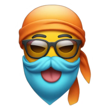 emoji sticking out tongue and closed right eye with gradient glasses, beard and bandana on head sticker