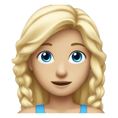 A blond girl with long hair, blue eyes raising one arm up sticker