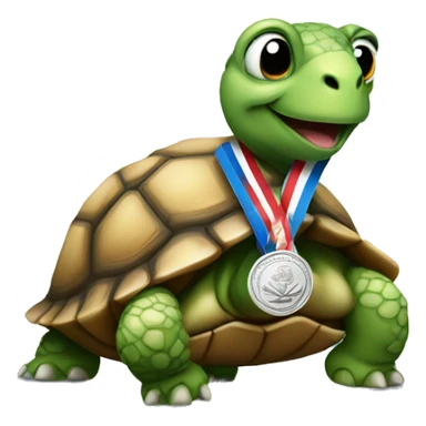 Tortoise with silver medal sticker