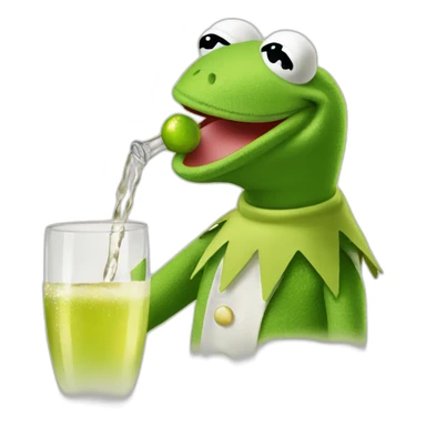 kermit frog drinking prosecco sticker