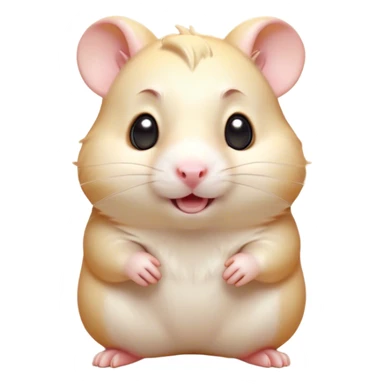 Cinematic Comical Cream Hamster Portrait Emoji, Head tilted dramatically with an exaggeratedly amused expression, featuring a striking cream coat with a luminous sheen, wide, expressive dark eyes filled with playful disbelief, Simplified yet hilariously expressive features, highly detailed, glowing with a slightly sassy glow, high shine, dramatic yet playful, stylized with an air of cheeky mischief, bright and endearing, soft glowing outline, capturing the essence of a spirited and over-the-top hamster, so meme-worthy it feels like it could side-eye its way into internet fame instantly! sticker
