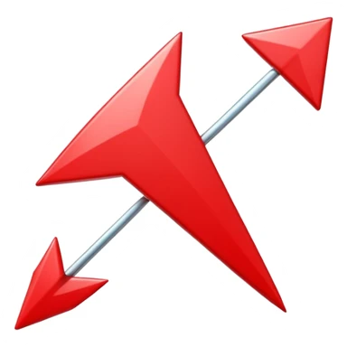 3D Apple style emoji of a pointed arrow, sleek and shiny, vibrant colors, floating on white background, soft shadows, high detail, playful and cute. sticker