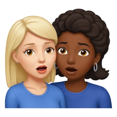 Devious cheerful white woman whispers in surprised embarrassed black woman's ear. sticker
