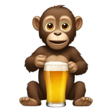 un singe qui boi une biere sticker