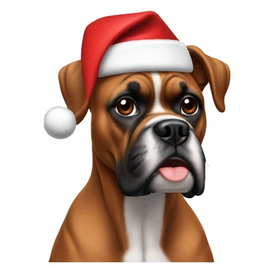 Boxer with Christmas hat sticker