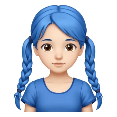 long blue hair girl in pig tails with brown eyes  sticker