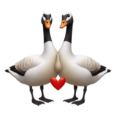 Two geese with a heart sticker