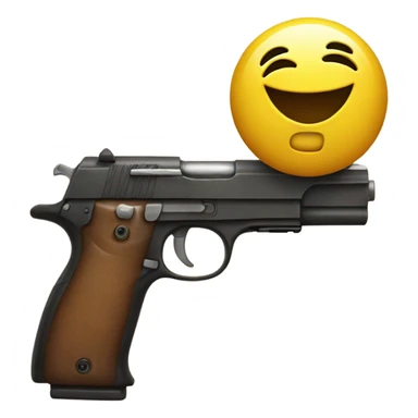 Smiley face with big grin and gun in hand  sticker