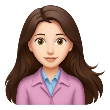 happy long haired brunette girl hazel eyes in light pink watching seinfeld sticker