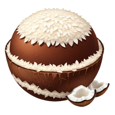 a dessert made with cocoa and it has a ball shape and it’s covered with coconut filings sticker