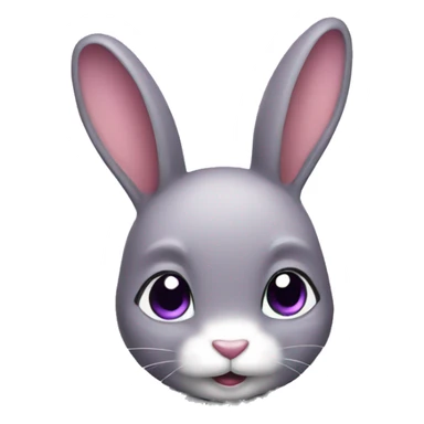 a rabbit that has a very small body, purple human like front hair sticker