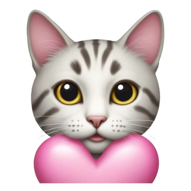 cat with pink heart sticker