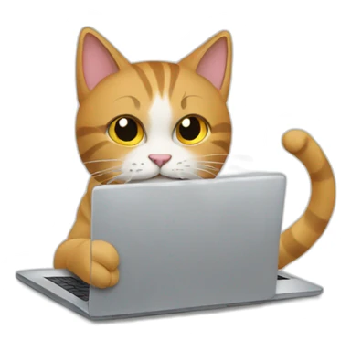 cat typing on a laptop sticker