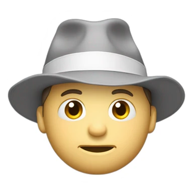 tim robinson wearing a grey fedora white shirt only looking scared and sad facing left - fabric attached to back of hat covering neck sticker