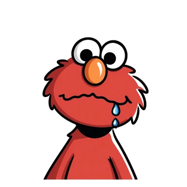 A sad Elmo feeling blue with a tear coming down sticker