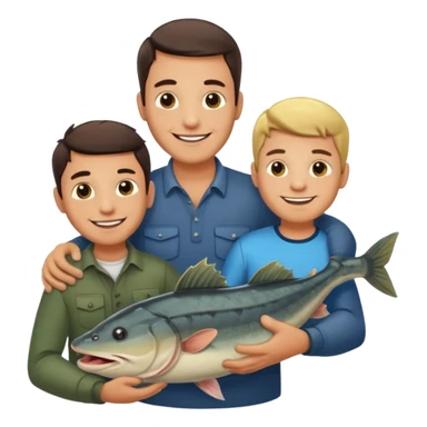 Father and son happy after catching a catfish sticker