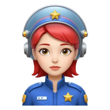 cute female spaceship captain portrait, head and shoulders only, futuristic uniform, captain badge, confident expression, 3D cartoon, mobile game icon style, clean background, no text, no watermark
 sticker