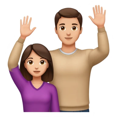Good looking brunette couple with light tan skin, chest up view, standing close together sticker