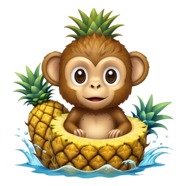 Monkey in a pineapple in the ocean  sticker