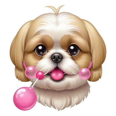 Blonde Shih tzu blowing bubblegum from its mouth sticker