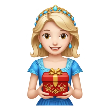 A smiling girl holding a beautiful box in her hand sticker