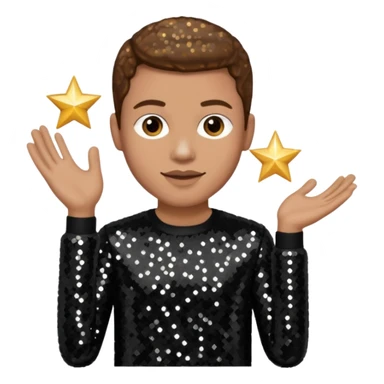 Dan Miller from O-Town with light skin, brown hair, black sequin outfit sticker