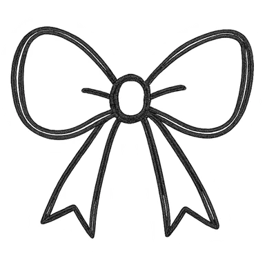 minimalist hand drawn black outline of a simple gift bow with white clean background sticker