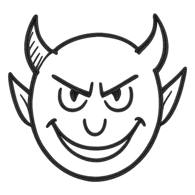 devil, hand drawn icon with no fill sticker