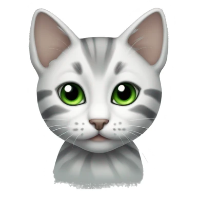 White gray striped kitten with green eyes  sticker