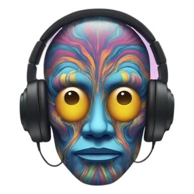 Psychedelic face wearing headphones sticker