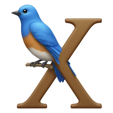 blue bird sitting on letter x (proportional)calm-(realistic) sticker