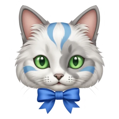 cat with blue ribbon on ear sticker