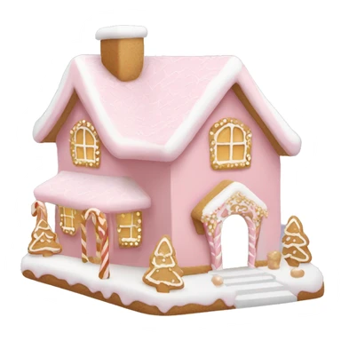 light pink and gold and white gingerbread house sticker