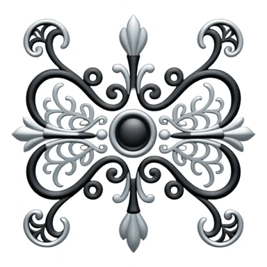 Black and silver filigree page divider, 3D, extremely detailed design sticker