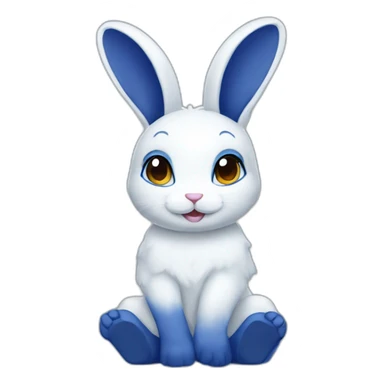 Anthro white rabbit with dark blue hair sticker