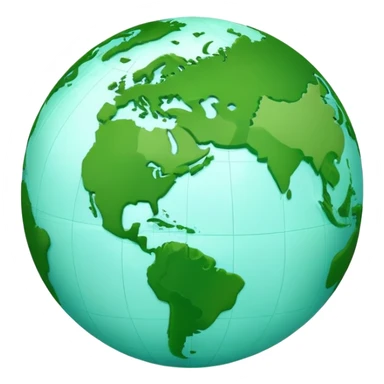 Earth globe with green continents forming a highly stylized, artistic version of the number 812, with exaggerated curves and shapes, iOS emoji style sticker
