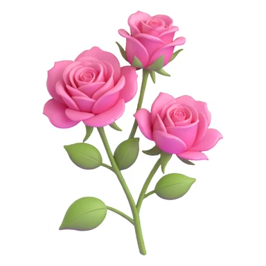 minimal 3D gothic rose with pink petal, simple and elegant sticker