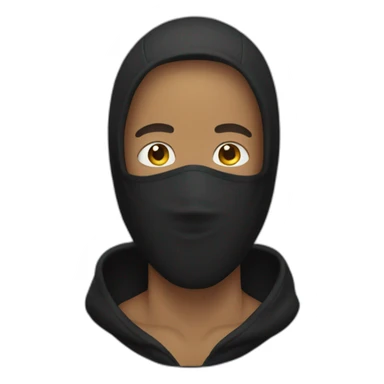 man in black hoodie with covered face sticker