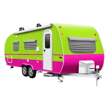 Realistic lime green and hot pink camping travel trailer isolated.  sticker
