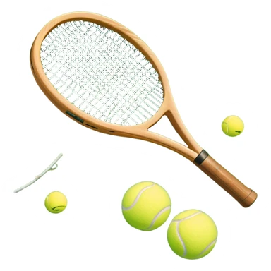 A detailed tennis racket resting on lush green grass beside a bright yellow tennis ball. The scene captures the essence of classic lawn tennis, with a crisp and clean background emphasizing the elegance and tradition of the sport sticker