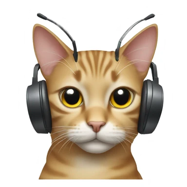 cat with headphones on sticker